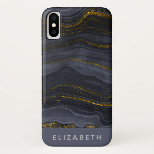 Moderne zwart-goudgesteente Abstract Case-Mate iPhone Case