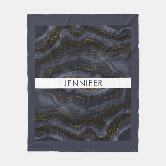 Moderne zwart-goudgesteente Abstract Fleece Deken (Voorkant)