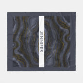 Moderne zwart-goudgesteente Abstract Fleece Deken (Voorkant (Horizontaal))