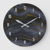 Moderne zwart-goudgesteente Abstract Grote Klok (Voorkant)