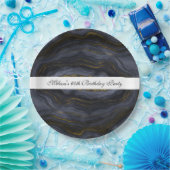 Moderne zwart-goudgesteente Abstract Papieren Bordje (Feest)