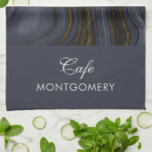 Moderne zwart-goudgesteente Abstract Theedoek (Gevouwen)