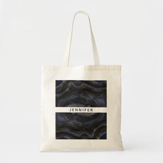 Moderne zwart-goudgesteente Abstract Tote Bag (Voorkant)