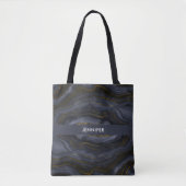 Moderne zwart-goudgesteente Abstract Tote Bag (Voorkant)