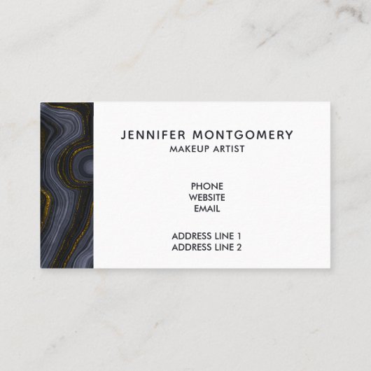 Moderne zwart-goudgesteente Abstract Visitekaartje (Achterkant)
