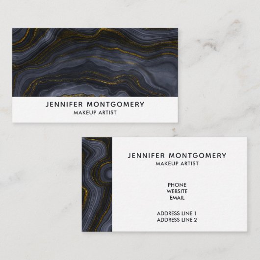 Moderne zwart-goudgesteente Abstract Visitekaartje (Voorkant / Achterkant)