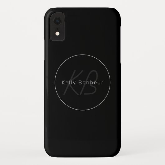 Moderne Zwart & Grijs | Koele Naam & Monogram Case-Mate iPhone Case (Achterkant)