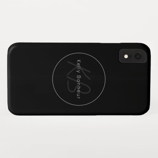 Moderne Zwart & Grijs | Koele Naam & Monogram Case-Mate iPhone Case (Achterkant (horizontaal))