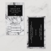 Moderne Zwart & Grijs Marmer Afspraakkaart Afsprakenkaartje (Voorkant / Achterkant)