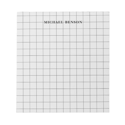 Moderne Zwart Grijs Raster Lijnen Clean Eenvoudig Notitieblok (Voorkant)