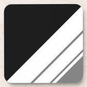 Moderne Zwart Grijs Witte Sportieve Racing Strepen Bier Onderzetter (Voorkant)