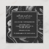 Moderne Zwart Grijs Zilver Glitter Marmeren Make-u Vierkante Visitekaartje (Achterkant)