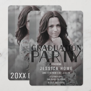 Moderne zwart-grijze afstudeerfeest foto van afges kaart