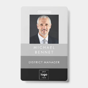 Moderne Zwart Grijze Bedrijfsfoto ID Badge
