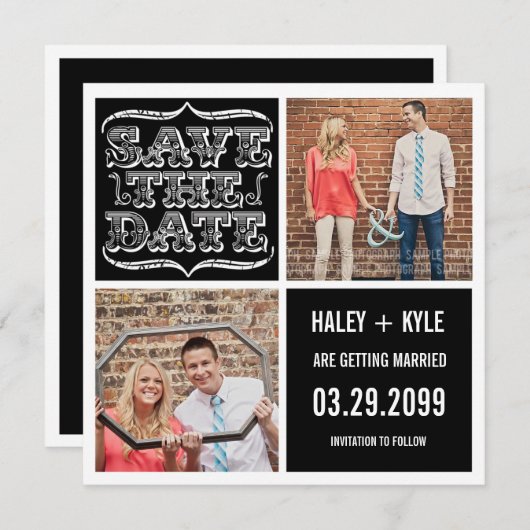 Moderne Zwart & het Wit bewaart de Kaarten van de (Voorkant / Achterkant)