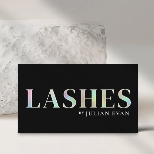 Moderne Zwart Holografisch Lash Technicus Visitekaartje