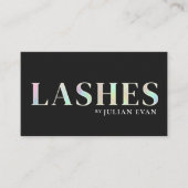 Moderne Zwart Holografisch Lash Technicus Visitekaartje (Voorkant)