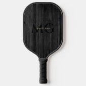 Moderne Zwart Hout Goud Monogram Initialen Pickleball Paddle (Voorkant)