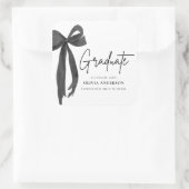 Moderne Zwart Lint Coquette Afgestudeerde Afstudee Vierkante Sticker (Tas)
