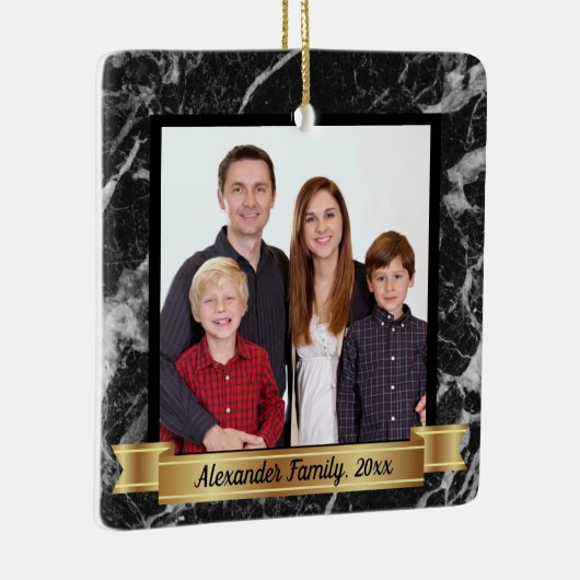 Moderne Zwart Marmer Aangepaste Foto Keramisch Ornament (Rechts)