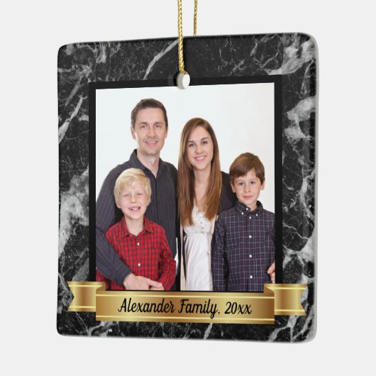 Moderne Zwart Marmer Aangepaste Foto Keramisch Ornament (Links)