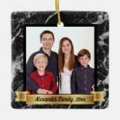 Moderne Zwart Marmer Aangepaste Foto Keramisch Ornament (Voorkant)