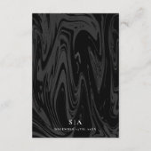 Moderne zwart marmer bruiloft informatie informatiekaartje (Achterkant)