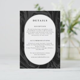 Moderne zwart marmer bruiloft informatie informatiekaartje