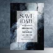 Moderne Zwart Marmeren Bruiloft Save the Date
