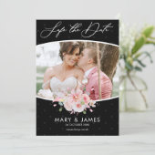 Moderne Zwart met de Hand Geschreven Foto Save The Save The Date (Staand voorkant)