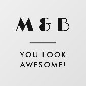 Moderne Zwart Monogram Bruiloft Badkamer Spiegel Raamsticker (Vel)