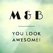 Moderne Zwart Monogram Bruiloft Badkamer Spiegel Raamsticker (Vel 3)