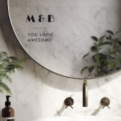 Moderne Zwart Monogram Bruiloft Badkamer Spiegel Raamsticker