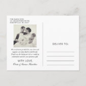 Moderne zwart monogram bruiloft foto dank u briefkaart (Achterkant)