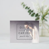 Moderne zwart monogram bruiloft foto dank u briefkaart (Staand voorkant)