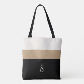 Moderne zwart monogram gouden streep tote bag (Achterkant)