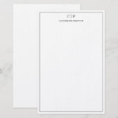 Moderne zwart monogram - persoonlijk verhaal briefpapier (Voorkant / Achterkant)
