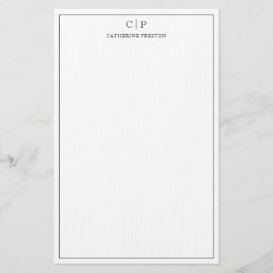 Moderne zwart monogram - persoonlijk verhaal briefpapier