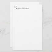 Moderne zwart monogram - persoonlijk verhaal  briefpapier (Voorkant / Achterkant)