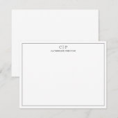 Moderne zwart monogram - persoonlijk verhaal notitiekaartje (Voorkant / Achterkant)