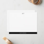 Moderne zwart monogram - persoonlijk verhaal notitiekaartje (Voorkant / Achterkant in situ)