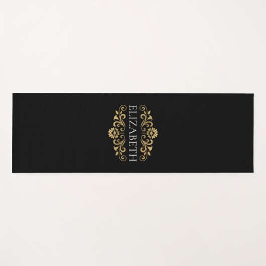 Moderne zwart monogram werkout yogamat (Voorkant (horizontaal))