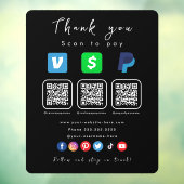 Moderne Zwart Multi QR Code Paypal Venmo Cash App Raamsticker (Vel 3)