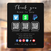 Moderne Zwart Multi QR Code Paypal Venmo Cash App Raamsticker (Vel 2)