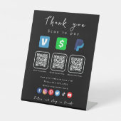 Moderne Zwart Multi QR Code Paypal Venmo Cash App Reclamebord Met Voetstuk (Voorkant)