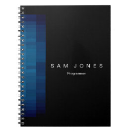 Moderne Zwart N Blauwe Pixel Notitieboek