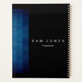 Moderne Zwart N Blauwe Pixel Planner (Achterkant)