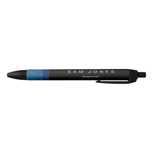 Moderne Zwart N Blauwe Pixel Zwarte Inkt Pen (Bodem)