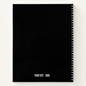 Moderne zwart notitieboek met eigen naam (Achterkant)