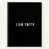 Moderne zwart notitieboek met eigen naam (Voorkant)